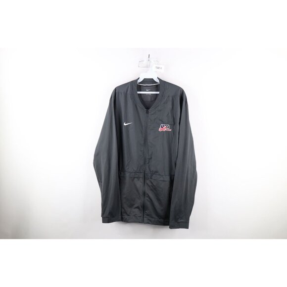Nike Mens Size XL Team Issued Spell Out USA Hockey Full Zip Jacket Gray